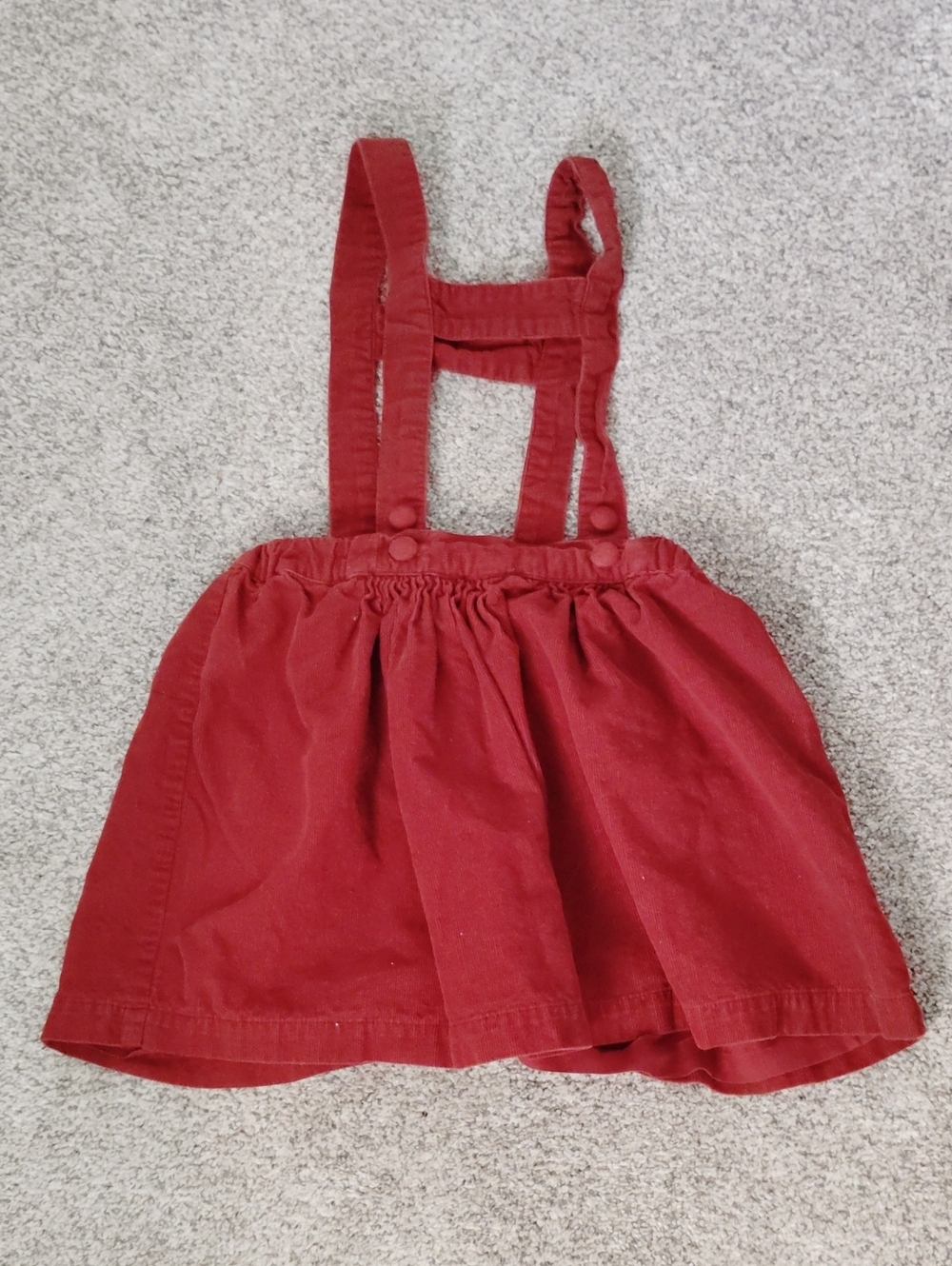 Girls Red Corduroy Suspender Skirt